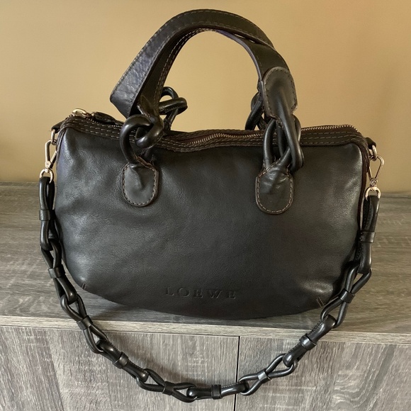 Loewe Handbags - LOEWE Leather Logo Embossed Hobo